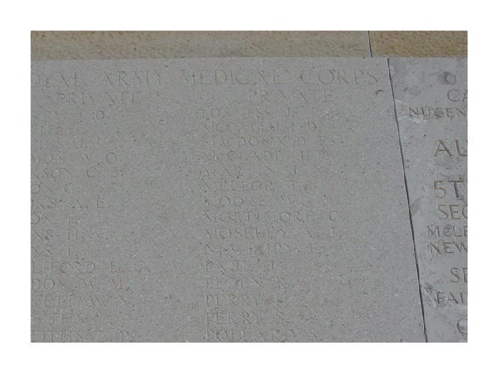 Close shot of named, Helles memorial