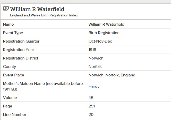 Snip from family search